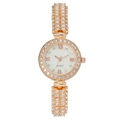 Elegante orologio da donna al quarzo in oro rosa con quadrante rotondo e cinturino diamantato - Oro rosa