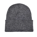 Gros plan du bonnet en maille gris chiné montrant la texture épaisse et le revers - Noir et Gris
