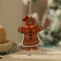 Gingerbread girl Christmas ornament with red bow and white details, 8cm tall - Gingerbread Man Style 6