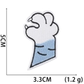 Detail of cartoon paw embroidery patch in blue and white colors with 5cm height dimensions - No.29 (Blue White Paw)