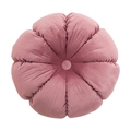 Modern floral pumpkin-shaped cushion in dusty pink velvet with soft pleat detailing - Diameter 45cm With Core / Dusky Pink