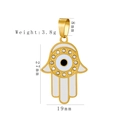 Goldener Hamsa-Anhänger mit blauem Emaille und Steinen, Maße 27x19mm im Detail - Hand der Fatima(HD-56)