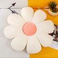 Daisy flower seat cushion in white and pink corduroy for office chairs and tatami - 55cm / White