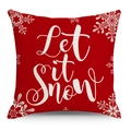 Red Christmas pillow cover with white Let it Snow print and snowflake patterns - 45x45CM (No Core) / 3606-4 Let it Snow