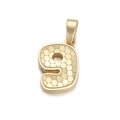 Gold number 9 pendant with circular scale texture for minimalist jewelry designs - Number 9