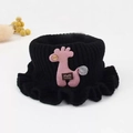 Black knitted neck warmer featuring a pink animal charm and handmade label for kids - Kids Neck Warmer - Black