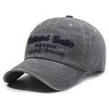 Dunkelgraue Baseballkappe im Vintage-Look mit blauer Stickerei und gewaschener Textur - Verstellbar / Grau