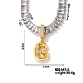 Detailed technical drawing showing dimensions of zircon initial G letter pendant necklace - Letter G Shape Style (N01047-G)