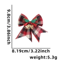 Red and black plaid Christmas bow with golden bells and green leaves measurements - Style J