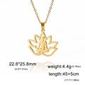 Vista detallada del colgante de loto yoga en acero dorado de 22,8x25,8mm - Dorado