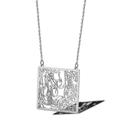 Square hollow city map necklace in silver stainless steel finish for women - Jerusalem / Silver