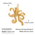 Detailed view of golden stainless steel octopus pendant with size and waterproof features - Cute Octopus (YYAC025070)