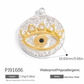 Golden and silver stainless steel evil eye pendant with white zircon stones for jewelry - PJ91686-Evil Eye