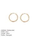 Classic 18mm rose gold stainless steel hoop earrings with a 2mm width minimalist design - Minimalist Circle Style (YE25119) / 18mm / Rose Gold