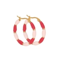 Fashionable round gold earrings with pink and red enamel detailing for women - 2# Pink Red