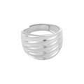 Anillo minimalista de plata de ley S925 con textura mate ondulada y diseño abierto ajustable - Abierto Ajustable / Oro Blanco