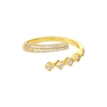 Eleganter geometrischer Gold S925 Silberring mit quadratischen und runden Zirkonias - Einstellbar Offen / 18K Gold