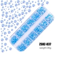 Blue AB resin rhinestones for nail art in a 12-grid storage box, model ZSHZ-837 - Light Blue Nude AB (ZSHZ-837)