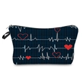 Dettaglio del motivo dell'elettrocardiogramma medico e dei cuori rossi su borsa blu - Stile ECG Griglia Blu Scuro (hz2323)