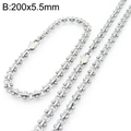 Silver stainless steel chain necklace and bracelet set with unique ball links 200x5.5mm - Style A 5.5mm H-Clasp / Necklace 45cm