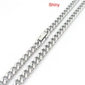 Polished silver stainless steel Cuban link necklace with shiny metallic finish - 6mm Polished / 45cm