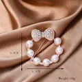 Elegant rose gold bow pearl brooch with sparkling rhinestones in a 4x4cm size - Y-05 Bowknot Pearl Ring Brooch