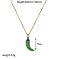 Gold necklace with green chili pendant showing size 18mm and length 400mm+50mm - Gold Green Chili Necklace Style (TN60535-GN)
