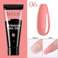 LILY'CUTE 15g pink extension nail gel 06 with before and after manicure effect comparison - 06-Deep Pink