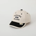Detail of embroidered Catalina lettering on kids suede-trimmed canvas baseball cap - 50-52cm / Beige