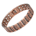 Copper magnetic bracelet with engraved patterns and double row therapy magnets - Square Pattern Ancient Copper