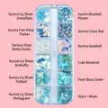 12-grid nail art set featuring aurora pearls shells butterflies and stars for makeup - T-314 (Icy Ice Blue)