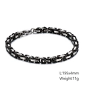 Zweifarbiges silber-schwarzes Byzantiner-Gliederkettenarmband aus robustem Edelstahl - Schwarz und Silber Stil (KB106710-Z) / 195x4mm