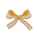 Elegant gold plated stainless steel bow earrings with white enamel finish in a central view - White