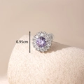 Silver titanium steel ear stud with 0.95cm purple cubic zirconia and screw back design - Blue-Purple Zirconia (Single Piece)