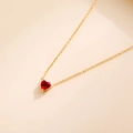 18k gold plated heart pendant necklace with red birthstone and sparkling zircon - July-Ruby
