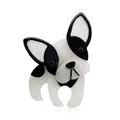 Handgemaakte zwart-witte acryl broche in de vorm van een Franse Bulldog voor kleding - Zwart-wit Franse Bulldog Stijl (XZ018)