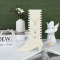 Beige high heel jewelry stand for displaying necklaces and pendants in a retro style - Beige Velvet