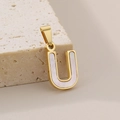 Letter U pendant in 18K gold plating with iridescent white shell inlay for women - Letter U(KP115533-K)