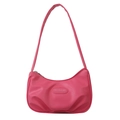 Hot pink minimalist faux leather underarm bag with pleated design and zipper closure - Rose Pink
