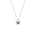 Collana in acciaio al titanio con ciondolo a cuore e smalto nero geometrico centrale - Nero Acciaio