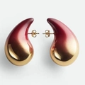Boucles d'oreilles goutte 33mm dégradé or et bordeaux avec design martelé poli - Boucles d'Oreilles Goutte d'Eau Dégradé (F617) / Or Dégradé Rouge