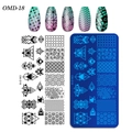 Rectangle nail stamping plate OMD-18 with geometric line patterns for creative manicure - OM-D18 Triangle Diamond Geometric (OM-D18)