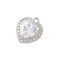 Macro detail of 18K gold plated heart pendant with sparkling clear cubic zirconia stones - Silver / White Zirconia