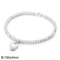 Silbernes Perlenarmband aus Titanstahl mit 11mm Herzanhänger und 190x4mm Maßen - Silbernes Armband (KB169591-Z)
