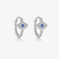 Orecchini a cerchio malocchio in argento S925 con pietra blu e cristalli bianchi - Argento 925 / Argento