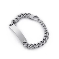 Silver Cuban link bracelet with rectangle engravable plate and lobster clasp for men - Steel Color (KB148616-KLHQ)