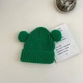 Textura de punto detallada del gorro de invierno verde con lindas orejas 3D - 3-8 Años / Verde