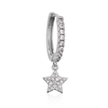 Delicate silver plated copper hoop earring with a star charm pavé set with zircons - EP2770 Star White Gold Plated