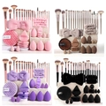 Make-up Schwamm und Profi-Pinsel Set mit Stirnband und Reinigungsschwamm - Pink Multi-piece Set
