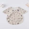 Waterproof beige baby bib with purple shell prints and shoulder wing sleeves - Shawl - Little Seashell / One Size